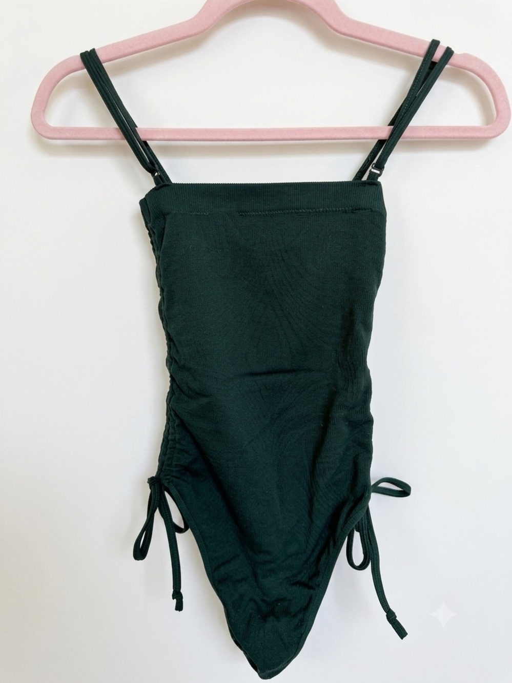 Urban Outfitters Dark Green Ruched One-Piece Bodysuit
